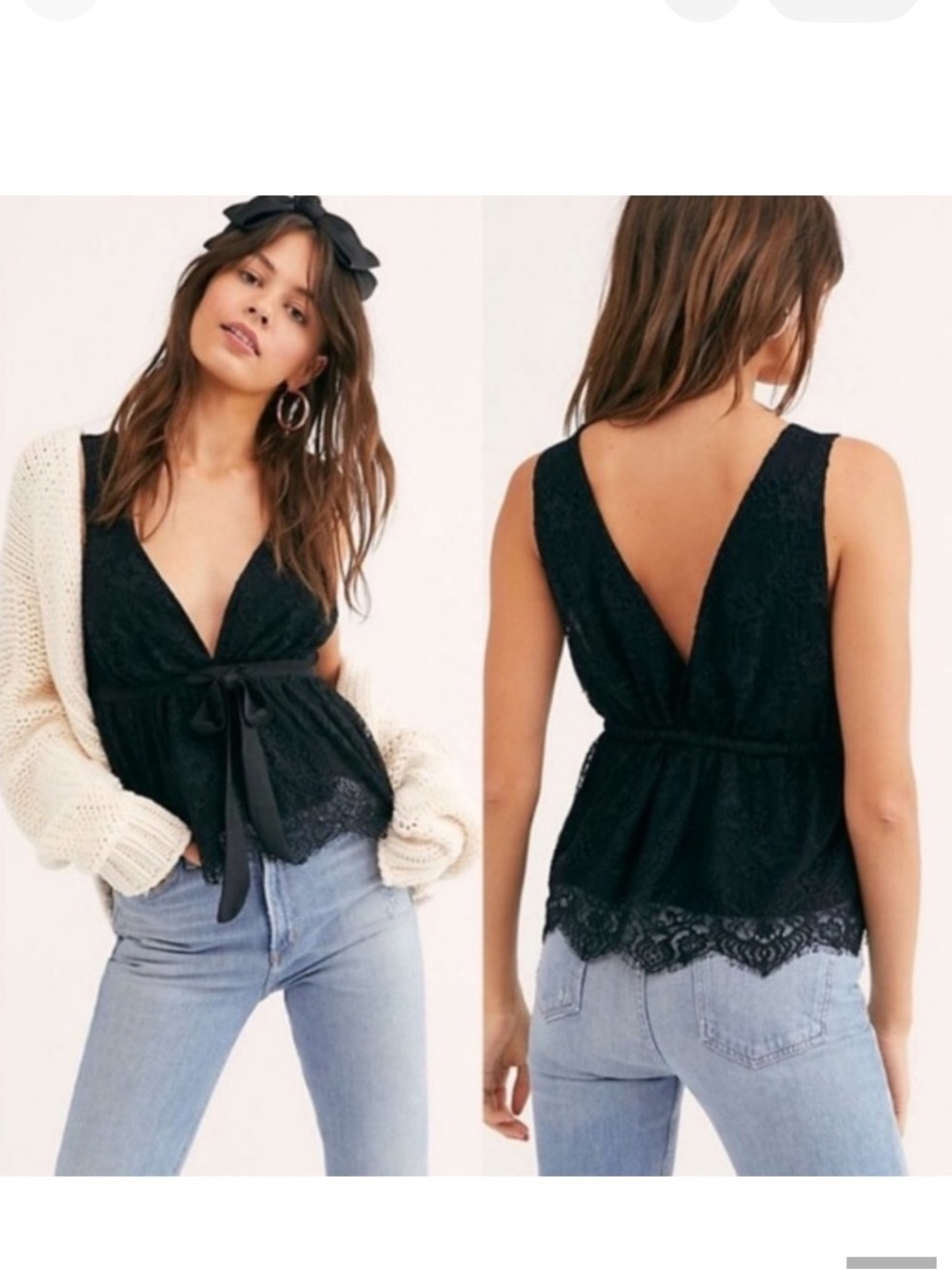 Free People Chante Lace Tank in Black!